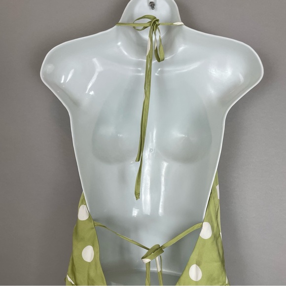 NWT Lulus Halter Mini Dress The Best Spot Green Polka Dot Satin Medium Backless - Picture 10 of 15